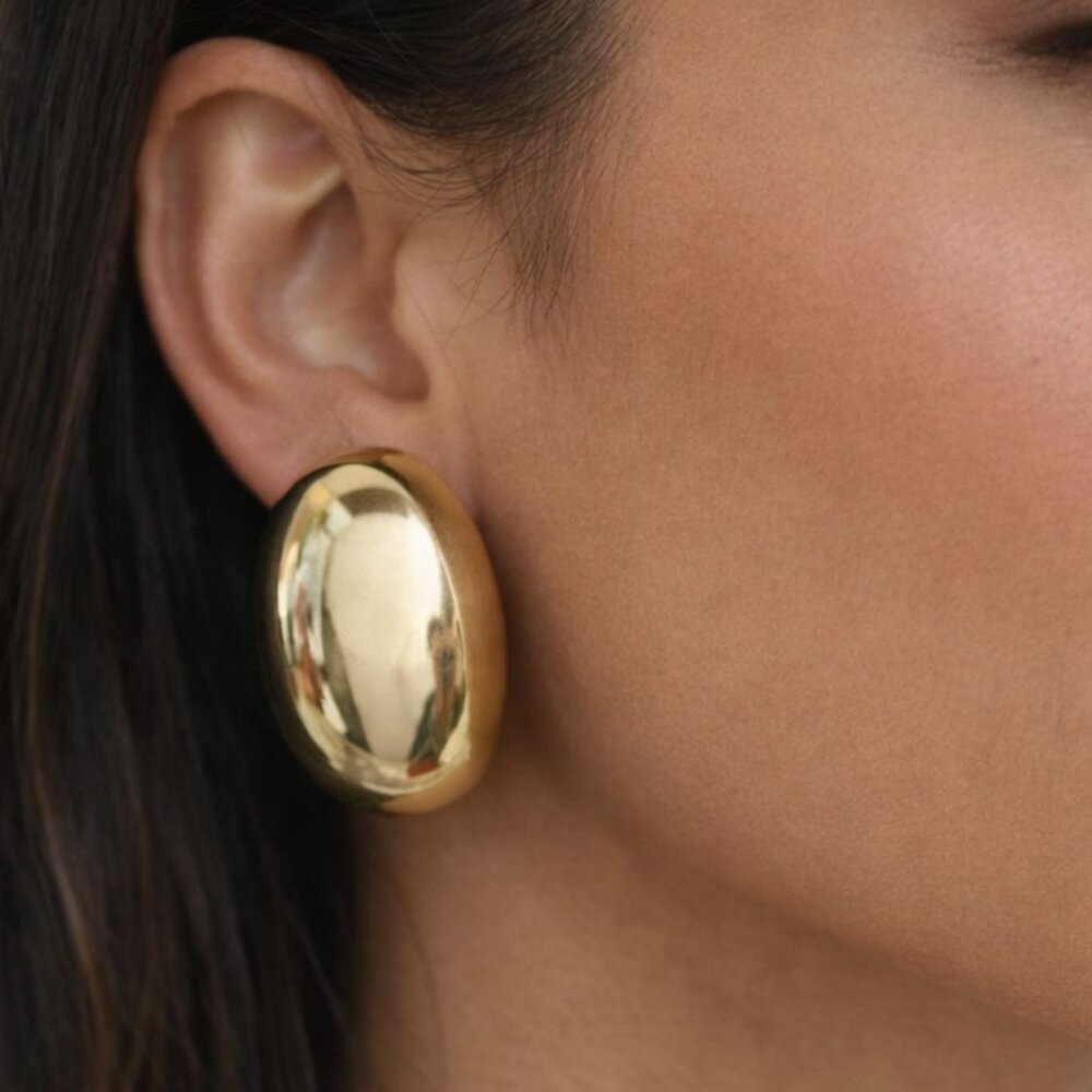 Bijoux + Spice Gold Oval Earrings